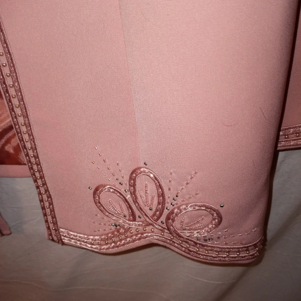 Nina Massini Size 8‎ Skirt Suit 3 Piece Dusty Pink Beaded Embellishments Vintage